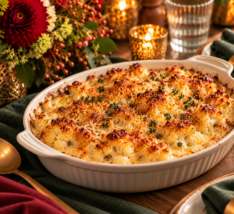 Cauliflower Gratin with Horseradish Cream & Aged White Cheddar (Serves 6-8 Adults)