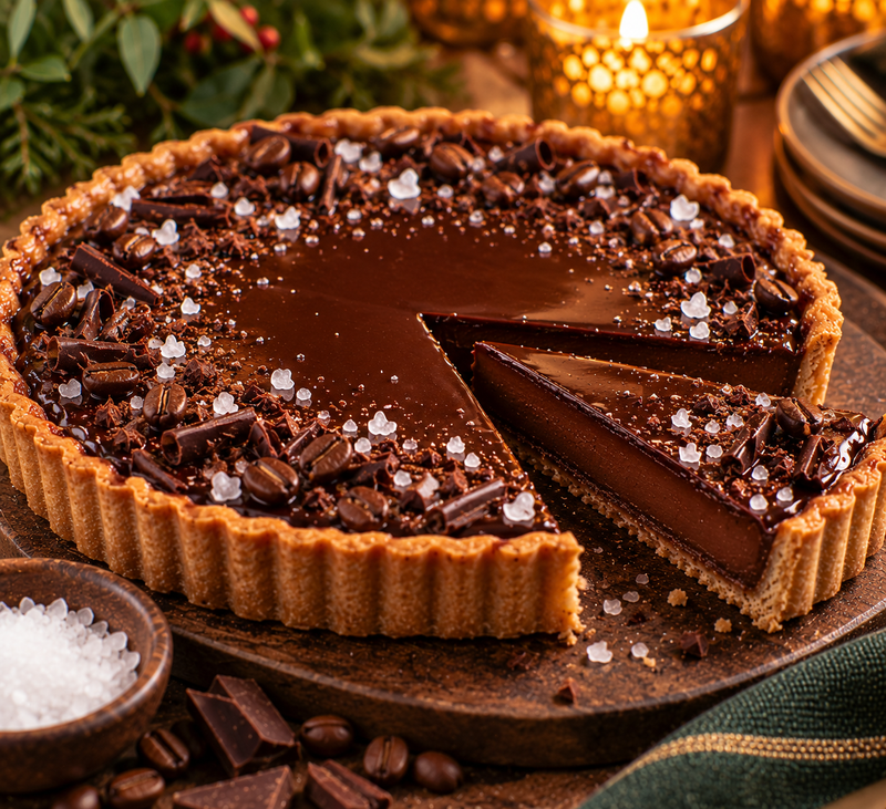 Chocolate Ganache Tart with Espresso & Sea Salt (9" Whole Tart)