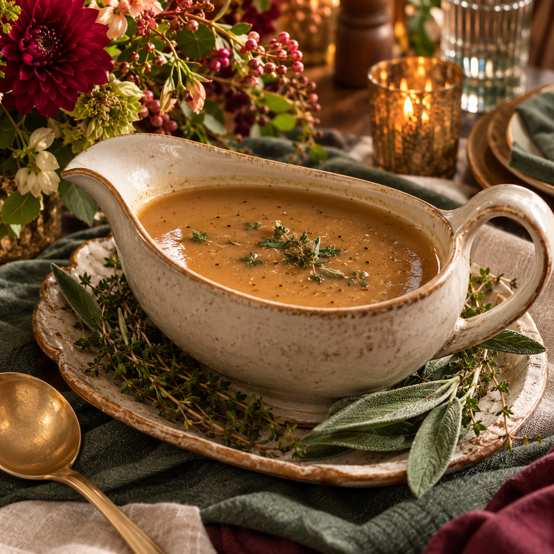 Classic Turkey Gravy with Fresh Thyme & Sage (Serves 6-8 Adults)