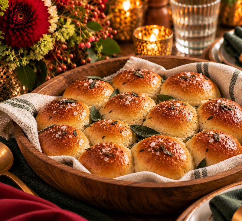 Housemade Sage & Sea Salt Dinner Rolls (12 Rolls)