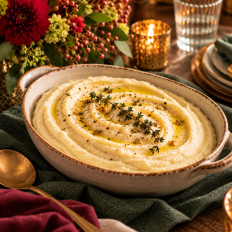 Roasted Garlic & Herb Whipped Cauliflower (Low Carb) (Serves 6-8 Adults)