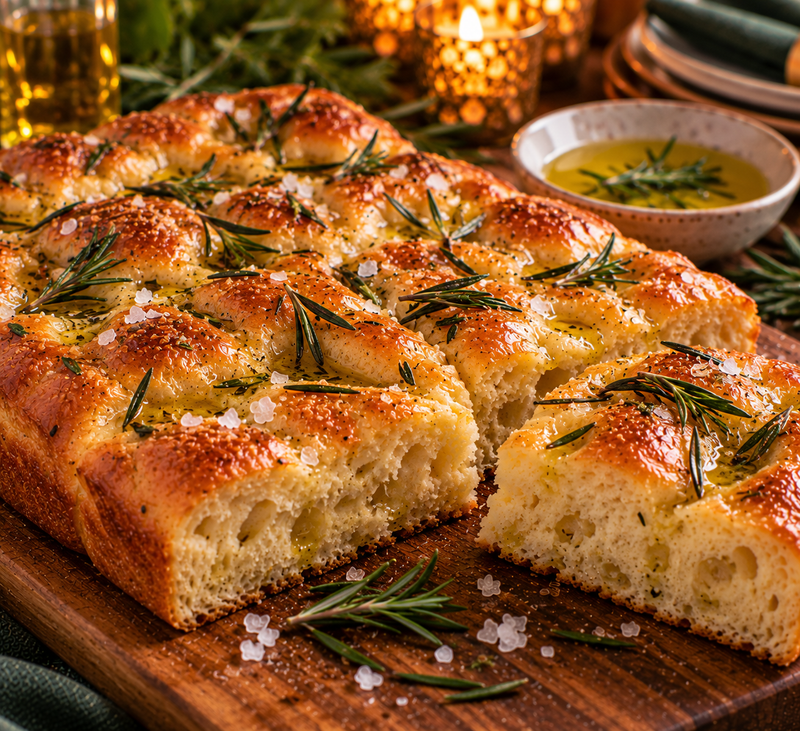 Rosemary Focaccia with Olive Oil & Flake Salt (Serves 8-10 Adults)