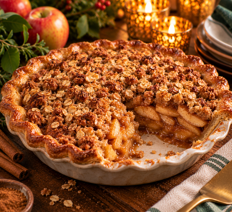 Spiced Apple Crumble Pie with Oat Streusel (9" Whole Pie)